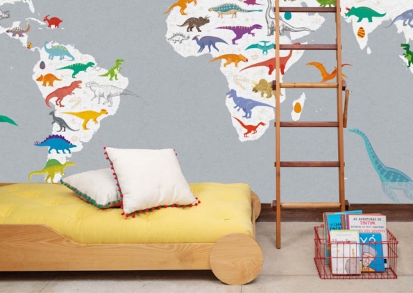 Papel de Parede Mapa Dinossauros